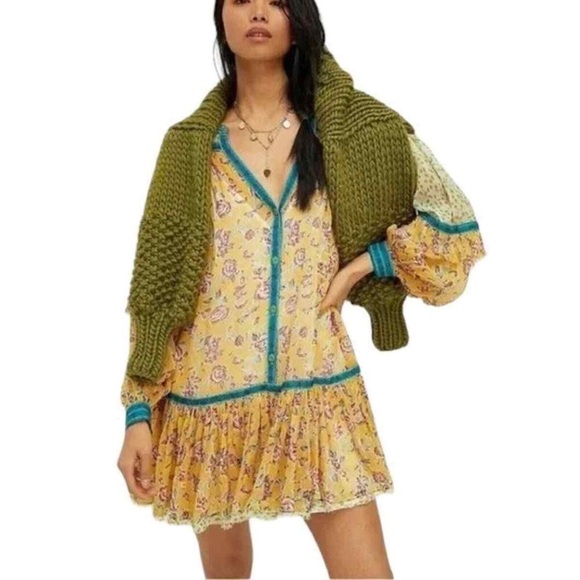 Free People Rosebud Print Mix Mini Tunic Dress - Picture 1 of 10